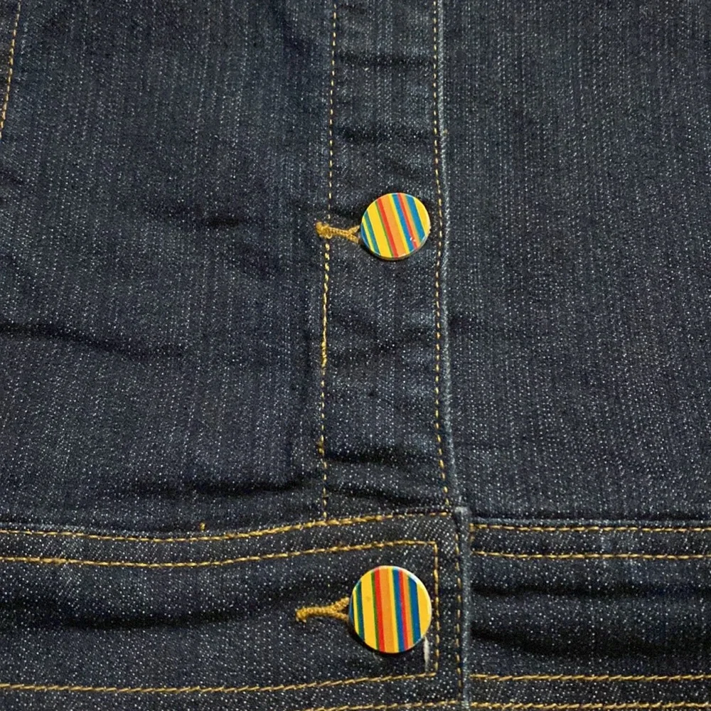 Coogi dark denim colorful jacket logo print